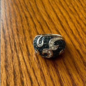 Women’s Silver Ring Sapphire Coloured Stones Lia Sophia Excellent Shape Sz 9.5